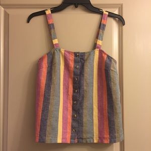 Madewell Rainbow Stripe Button Front Top